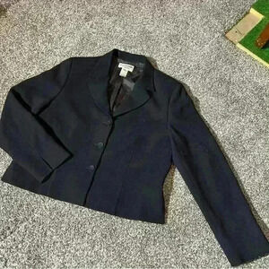 PENDLETON JACKET BLAZER VINTAGE VIRGIN WOOL SIZE 12 Petite 3 BUTTON Black- Note
